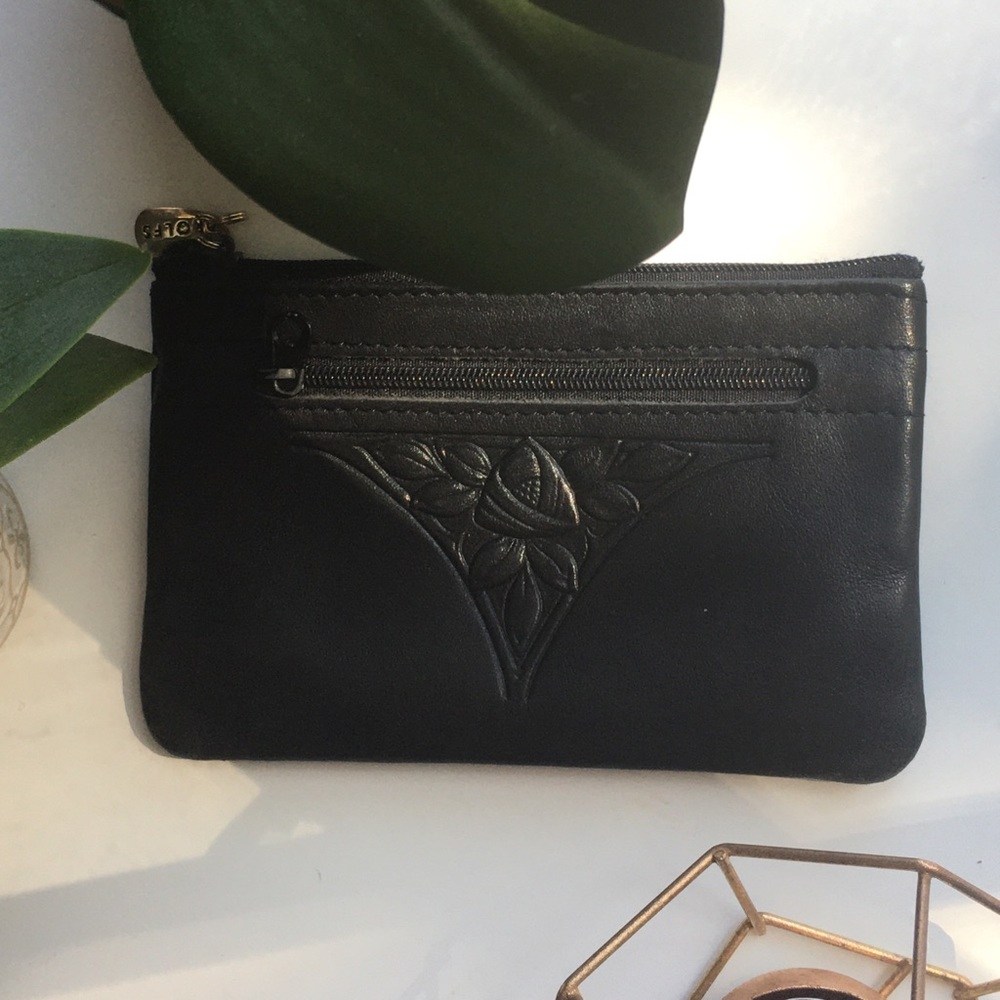 ROLFS Black Genuine Leather Zip Wallet